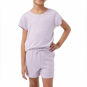 32 Degrees Girls 7 To 8  2 Piece Pajama Set for kids Heathered Lavender Shorts
